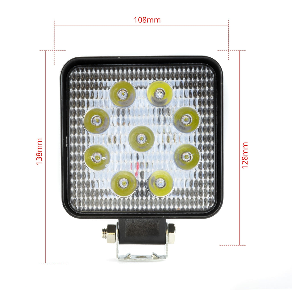 LED-arbetslampa – 27 W – 6000K – 9 LED – 2025 LM – 110 mm