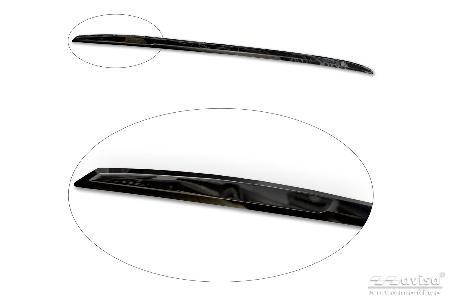Bakluckelist Ford Tourneo Custom II 2023+ – Spegelblank svart (2/51202) | AVISA - Carlevel AB - Bakluckelist