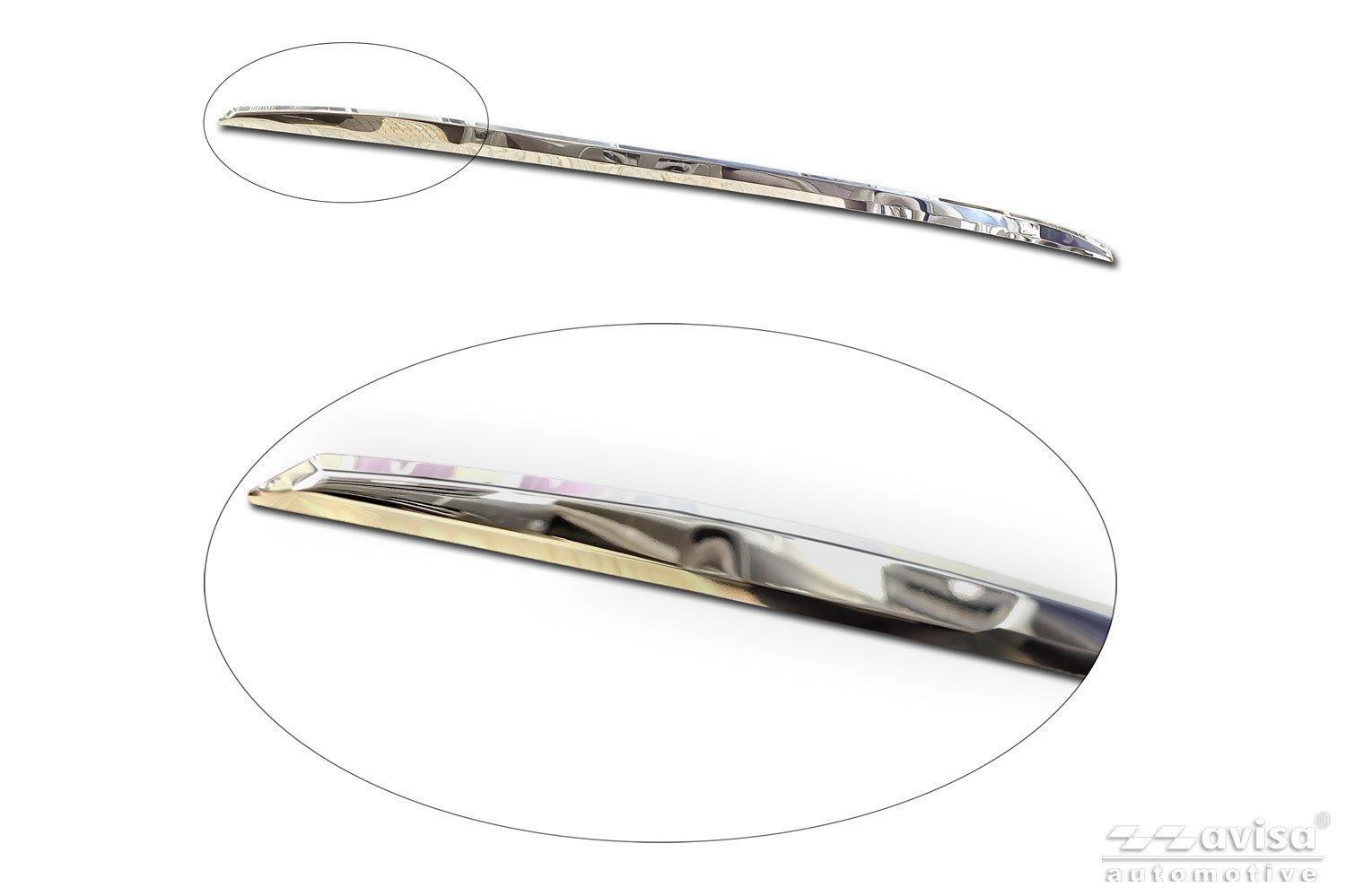 Bakluckelist Ford Tourneo Custom II 2023+ – Spegelpolerat silver (2/38202) | AVISA - Carlevel AB - Bakluckelist