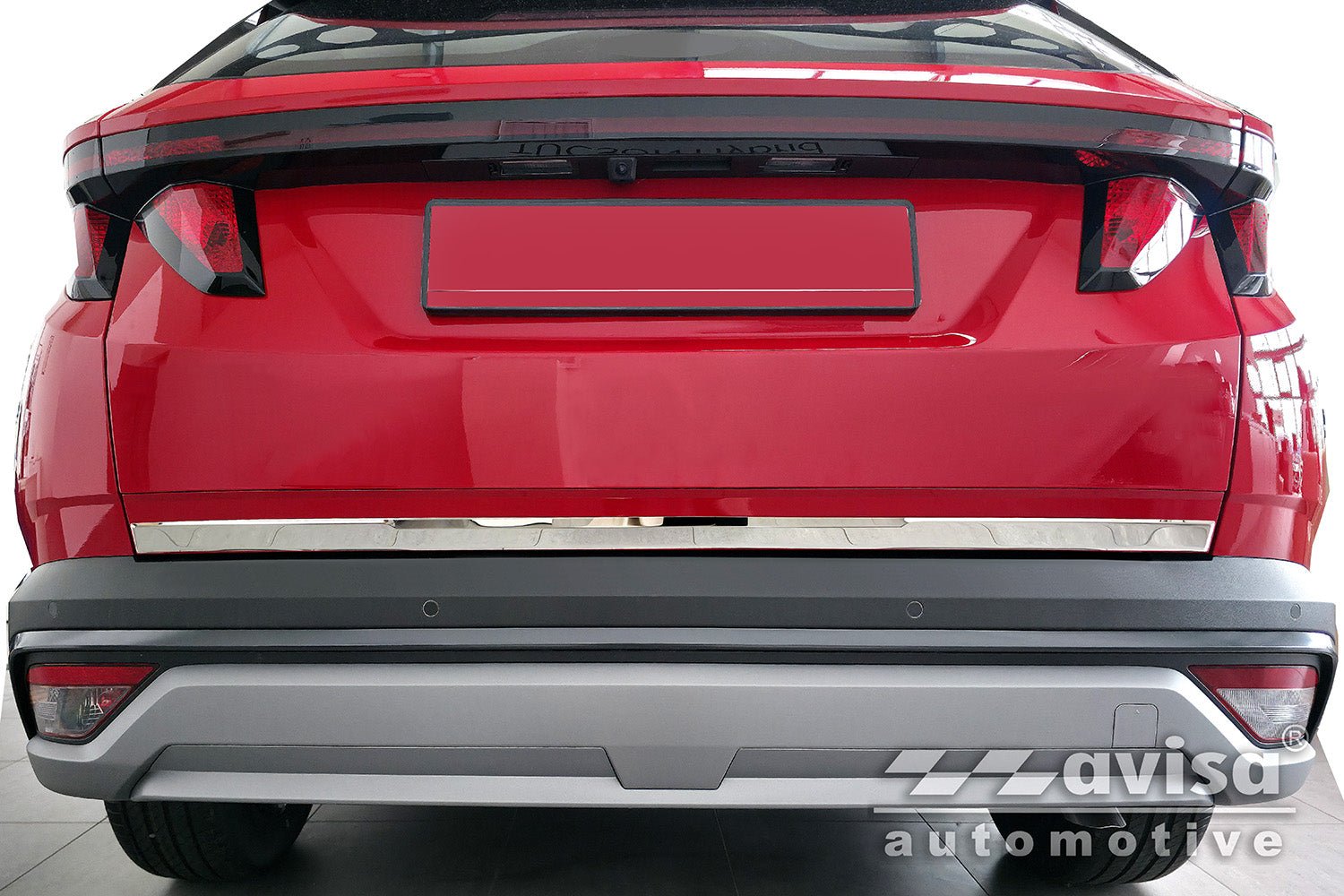 Bakluckelist Ford Tucson IV 2020–2024, facelift 2024+ >/ Hyundai Tucson IV N-Line 2020–2024, facelift 2024+ > – Spegelpolerat silver | AVISA - Carlevel AB - Bakluckelist