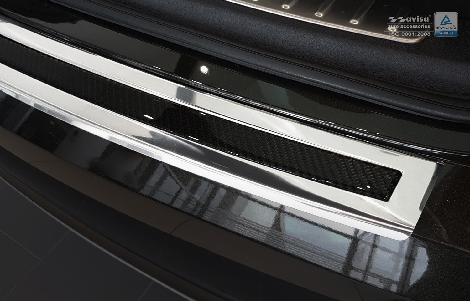 Lastskydd BMW X6 II F16 2014–2019 – Spegelblank steel, Svart Kolfiber | AVISA - Carlevel AB - Lastskydd