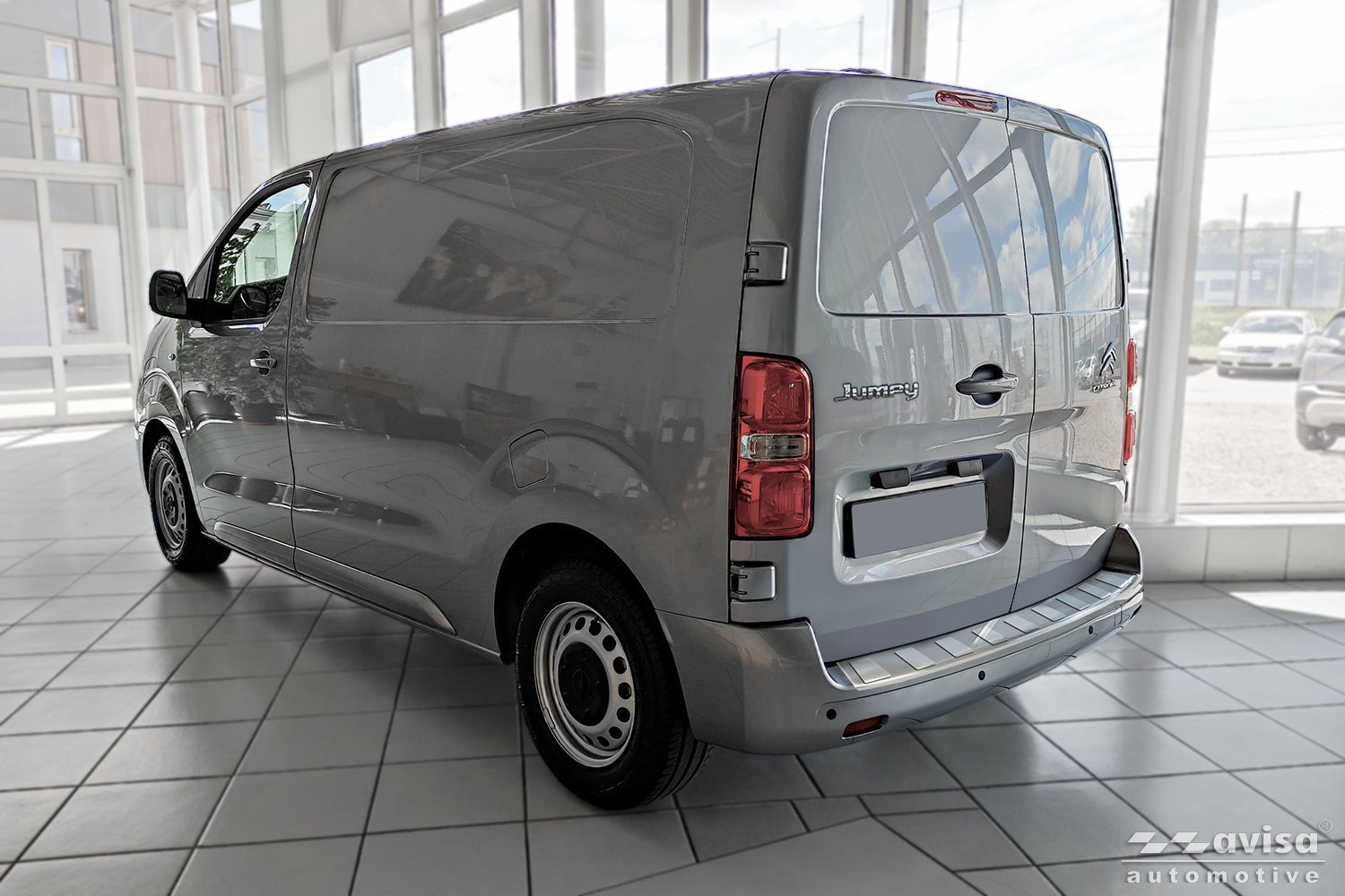 Lastskydd Citroen Jumpy III 4-dörrars 2016+ > The bak bumper protector fits to the carbody version med a length of 4.98 m. The bak… – Silver | AVISA - Carlevel AB - Lastskydd