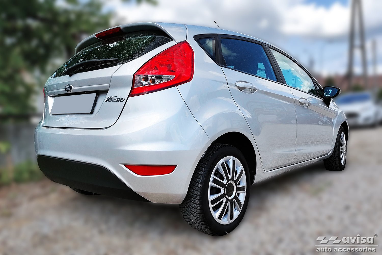 Lastskydd Ford Fiesta VII halvkombi 3-dörrars/ 5-dörrars/ van 3-dörrars 2008–2012, facelift 2012–2017 – Silver satin | AVISA - Carlevel AB - Lastskydd
