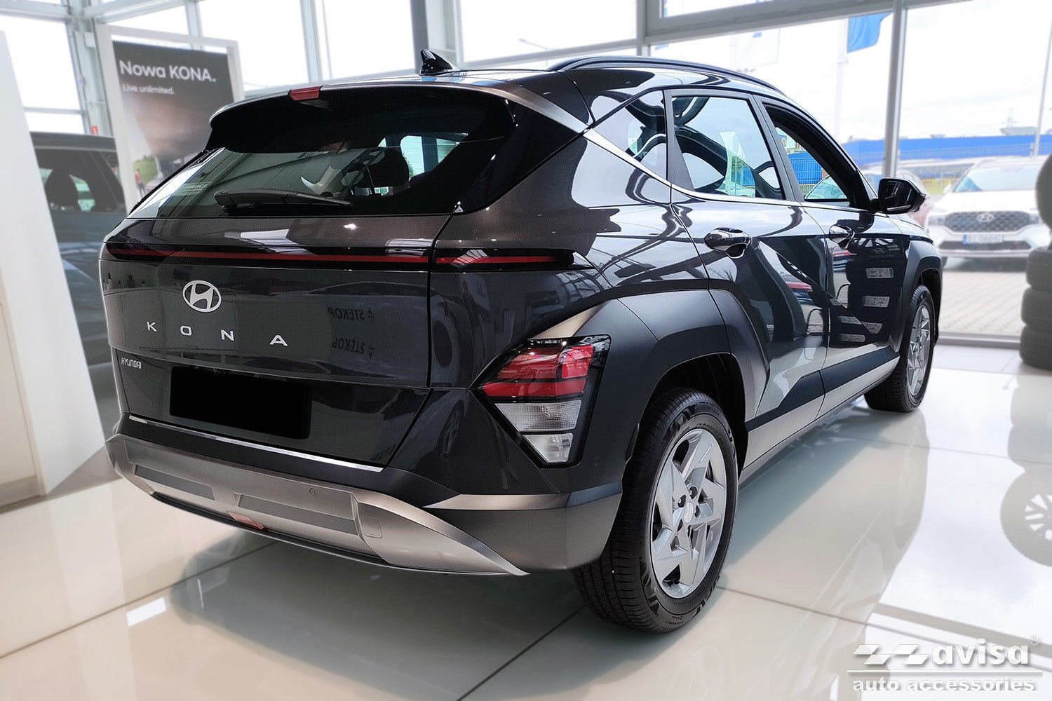 Lastskydd Hyundai Kona II 2023+ ( doesn't fit to N -Line) – Silver | AVISA - Carlevel AB - Lastskydd