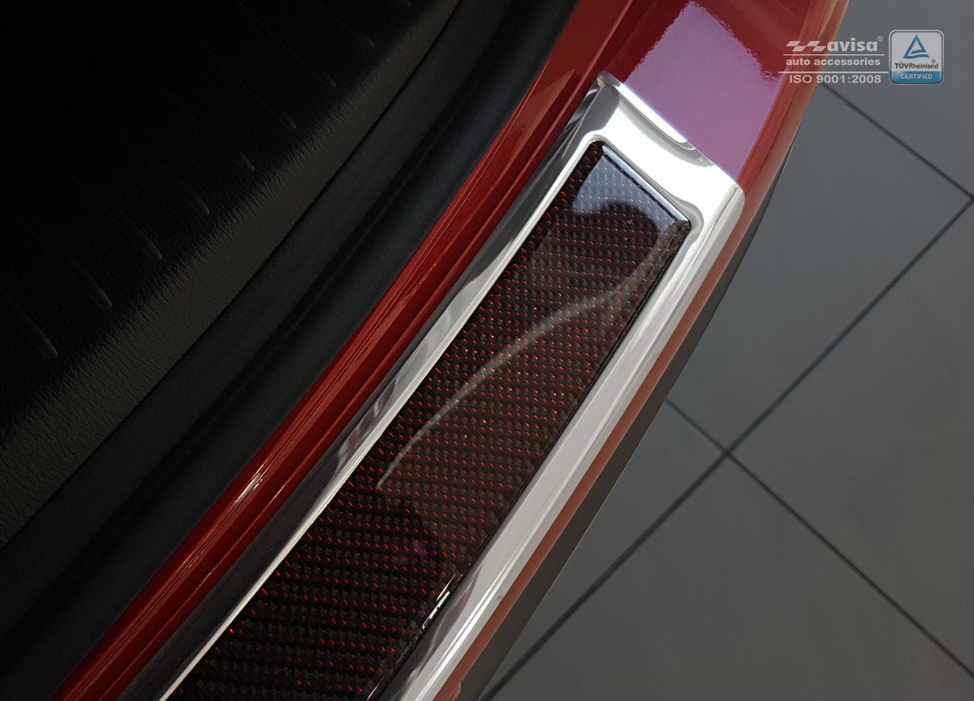 Lastskydd Mazda CX-5 I 2012–2014, facelift 2014–2017 – miror steel, Röd&Svart Kolfiber | AVISA - Carlevel AB - Lastskydd