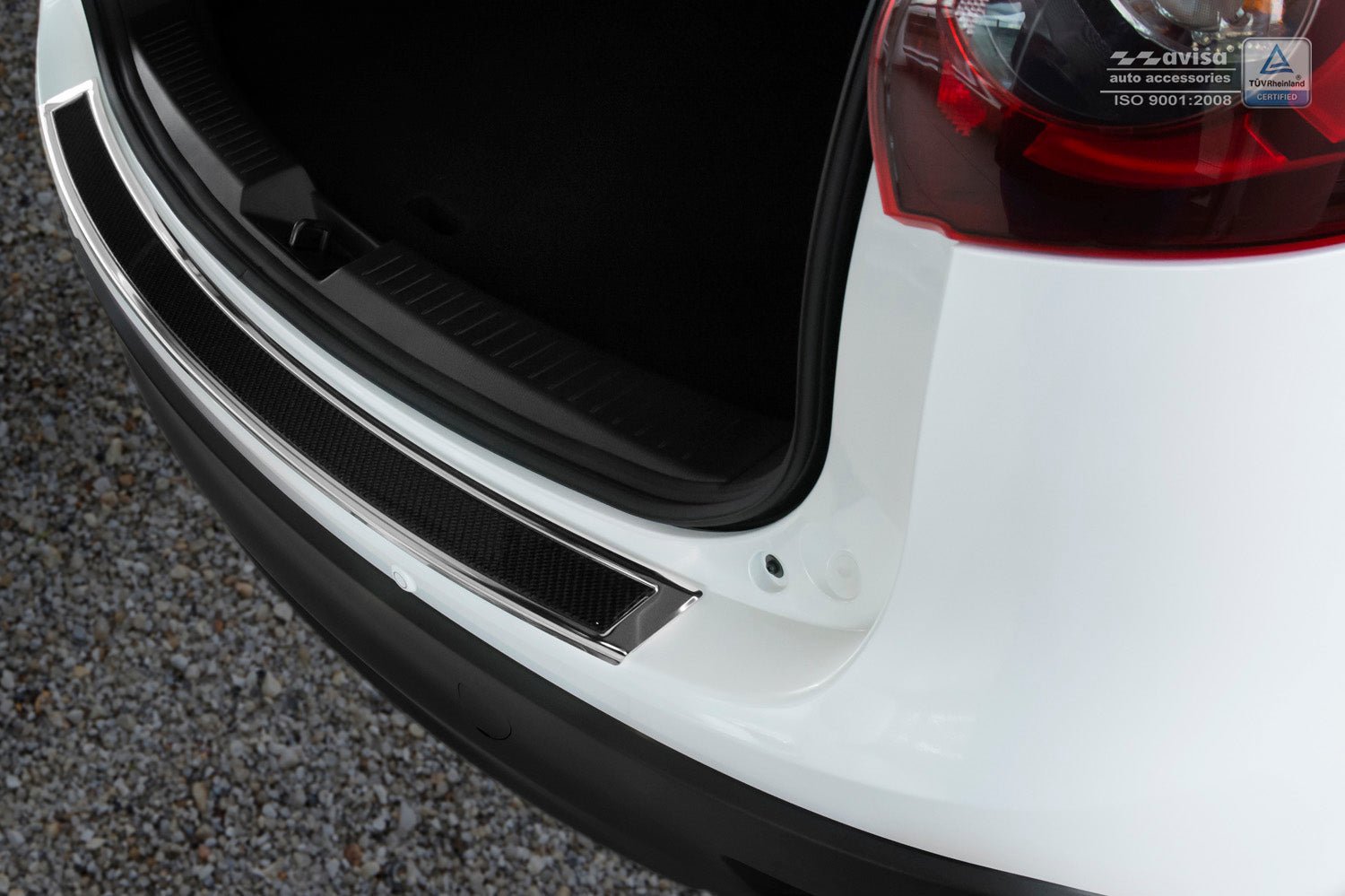 Lastskydd Mazda CX-5 I 2012–2014, facelift 2014–2017 – Spegelblank steel,Svart Kolfiber | AVISA - Carlevel AB - Lastskydd