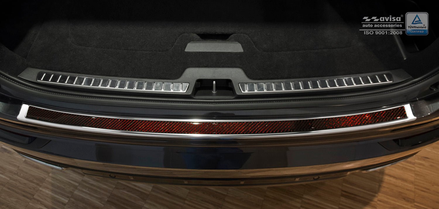 Lastskydd Volvo XC90 II 2015–2019 facelift 2019–2024 facelift 2024+ – Spegelblank steel, Röd&Svart Kolfiber | AVISA - Carlevel AB - Lastskydd