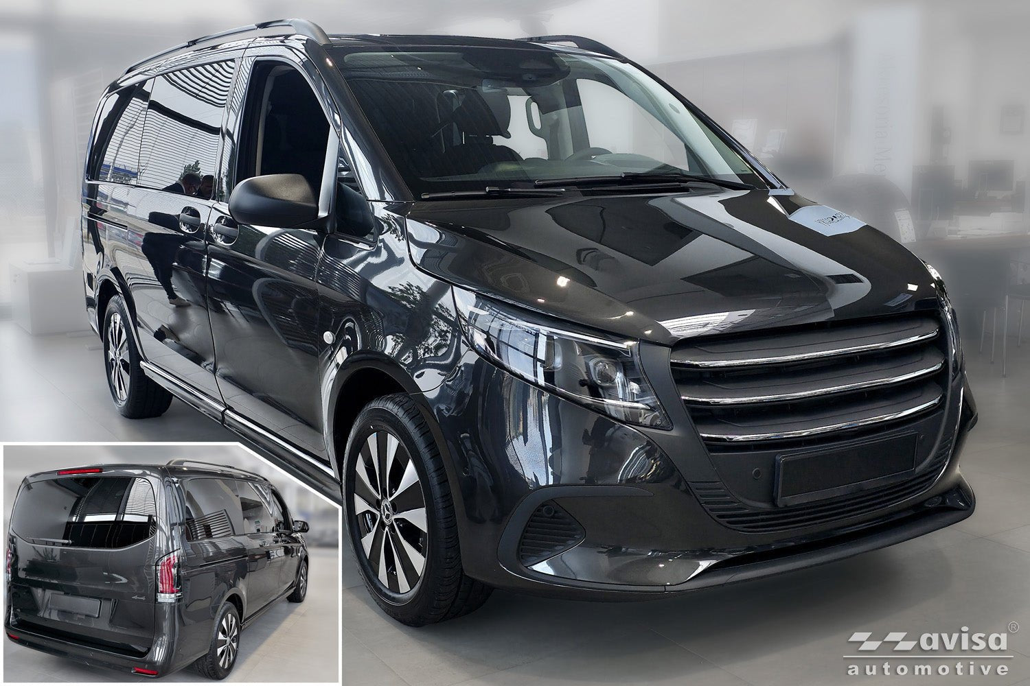 Mugghållarlist Mercedes Vito Tourer W447 facelift 2024+ – Spegelblank svart | AVISA - Carlevel AB - Mugghållarlist