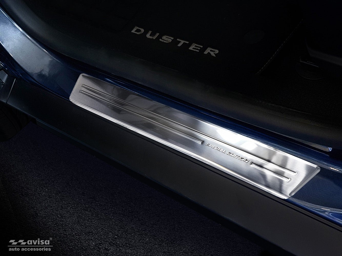 Tröskelskydd Dacia Duster II 2018–2021, facelift 2017–2021, facelift 2021–2024 – Silver satin | AVISA - Carlevel AB - Tröskelskydd