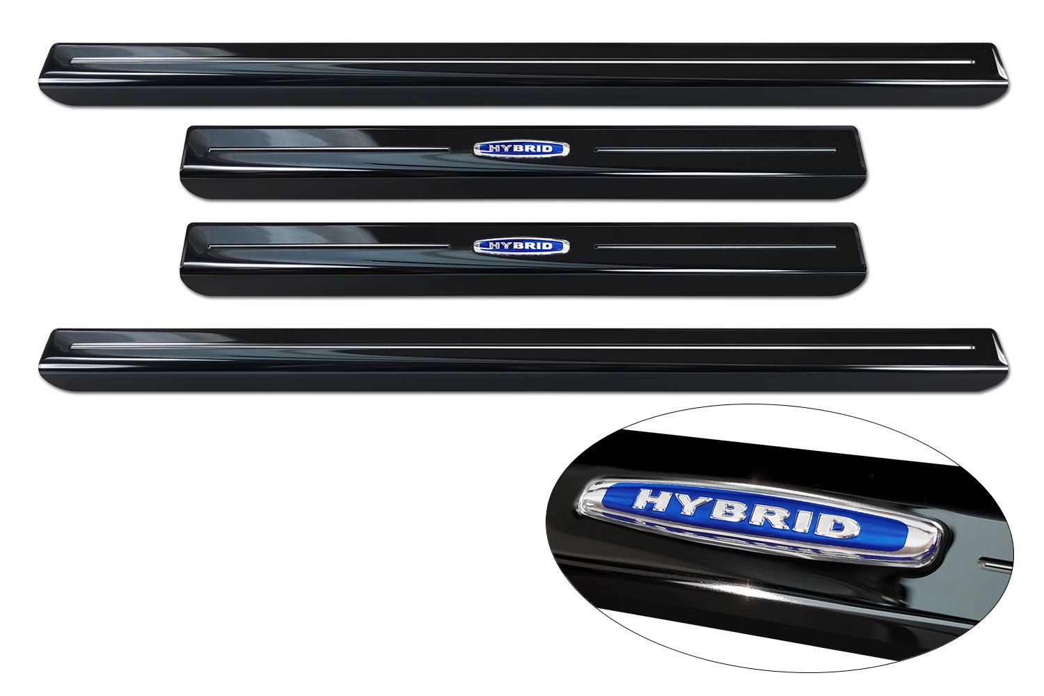 Tröskelskydd Hybrid Volkswagen Multivan T7 2021+/ Family 2025/ California 2025+ Spegelblank svart | AVISA - Carlevel AB - Tröskelskydd