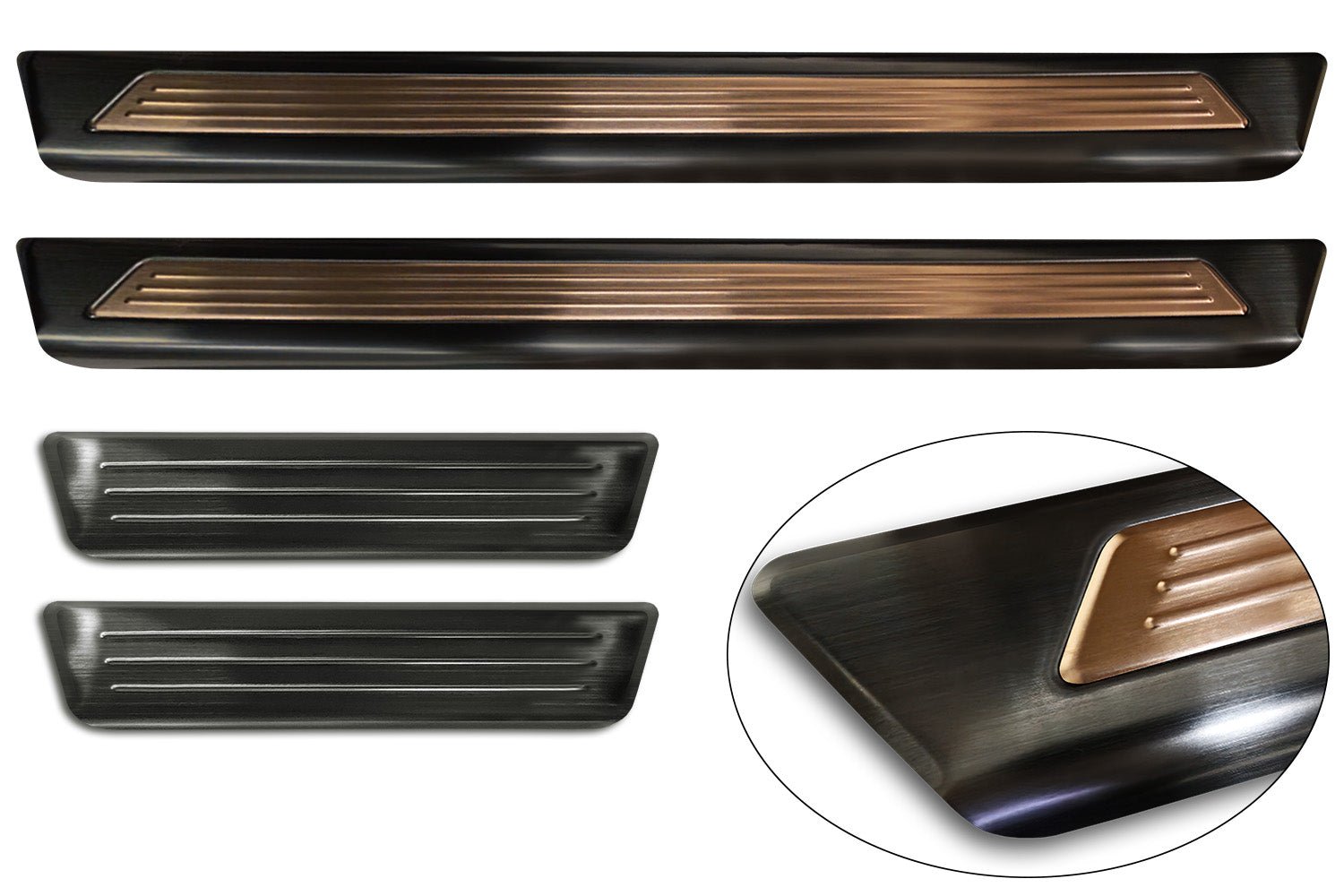 Tröskelskydd Lines Cupra Born halvkombi 5-dörrars 2021+ Svart / Koppar inserts on front door sills | AVISA - Carlevel AB - Tröskelskydd