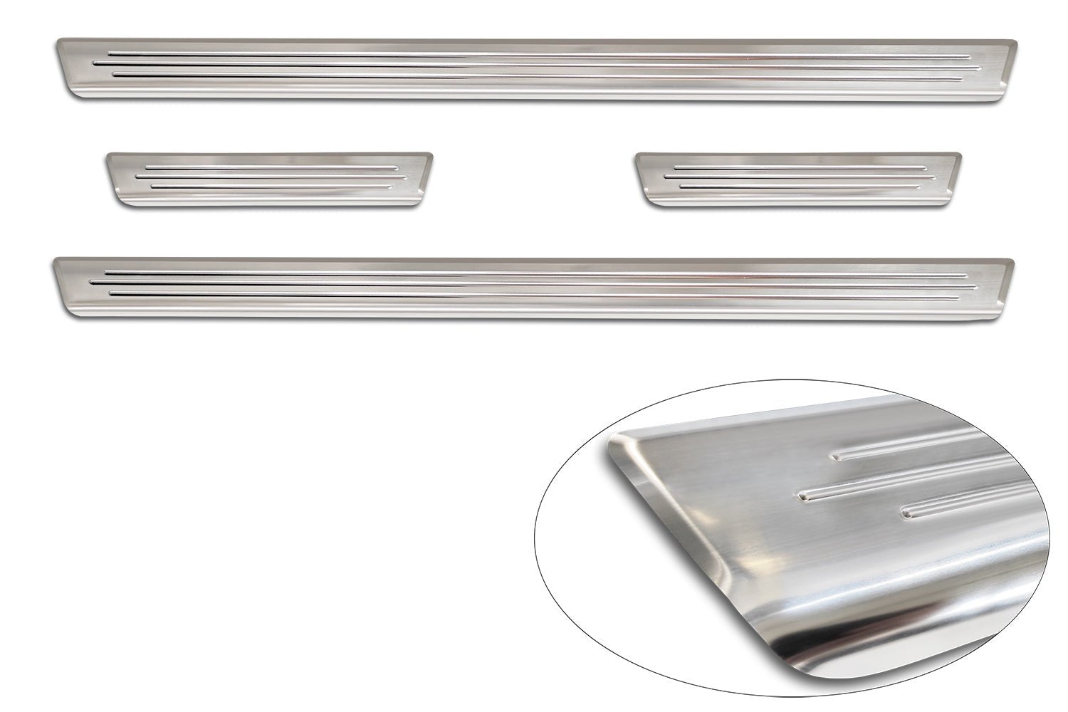 Tröskelskydd Lines Fiat 600 2023+ – Silver satin | AVISA - Carlevel AB - Tröskelskydd
