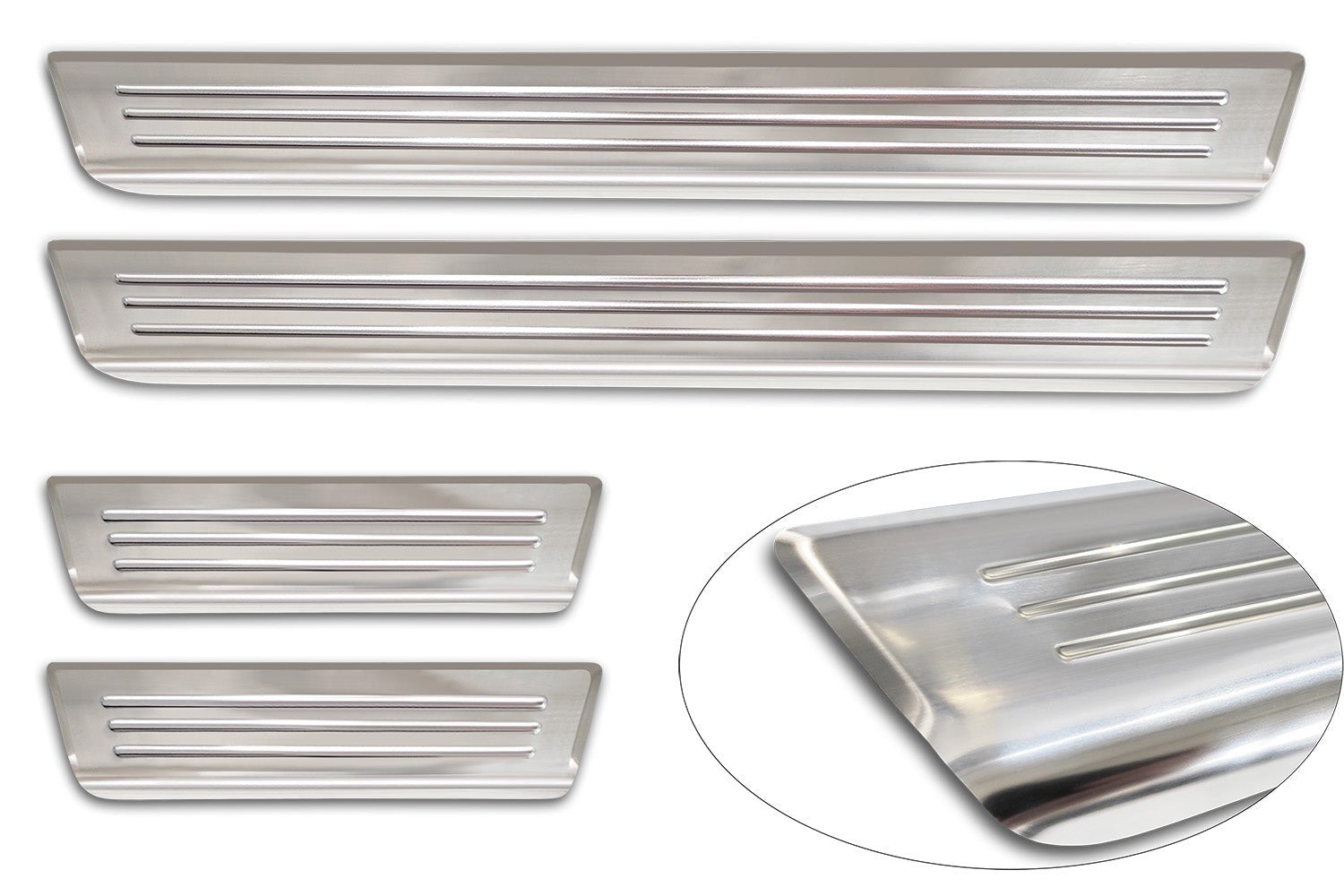 Tröskelskydd Lines Hyundai Kona II 2023+ / MG 3 III 2024+ > / MG ZS II 2024+ > – Silver satin | AVISA - Carlevel AB - Tröskelskydd