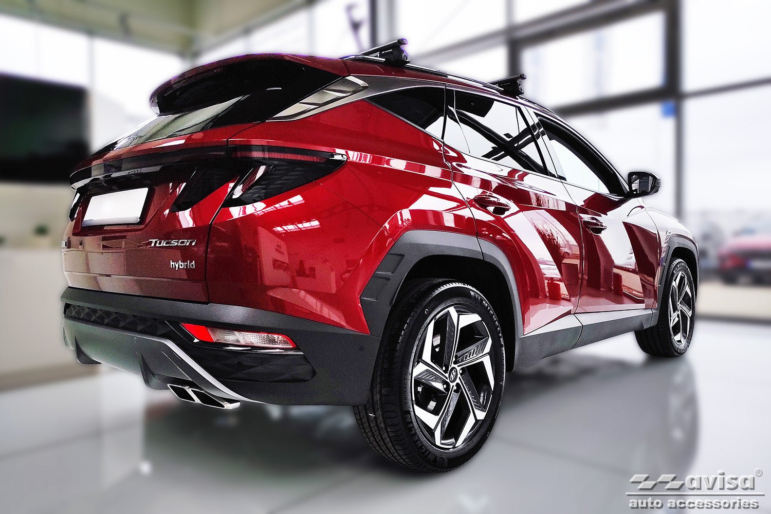 Tröskelskydd Lines Hyundai Tucson IV 2020–2024, facelift 2024+ >/ Hyundai Tucson IV N-Line 2020–2024, facelift 2024+ > – Silver satin | AVISA - Carlevel AB - Tröskelskydd