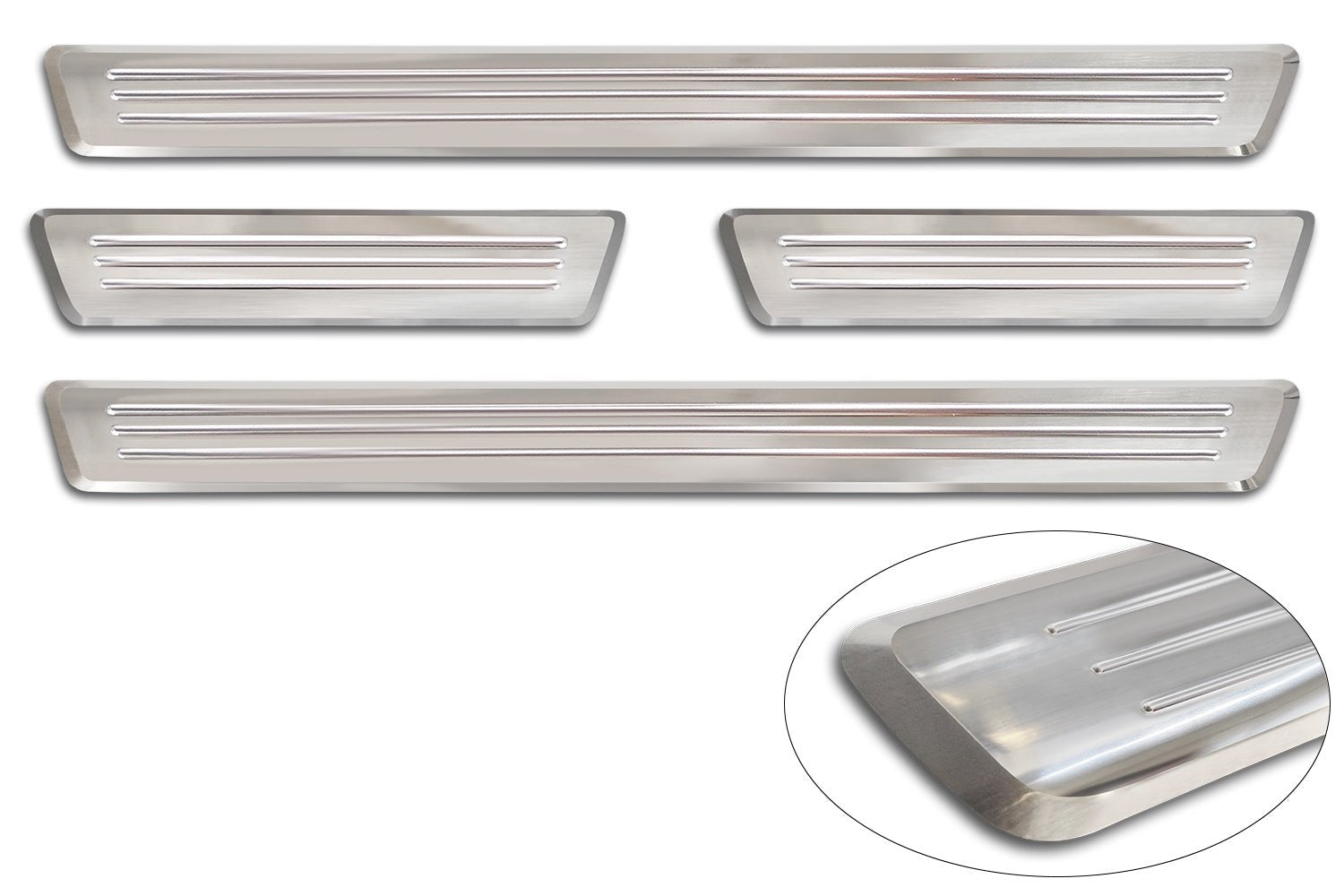 Tröskelskydd Lines Volvo XC90 II 2015–2019 facelift 2019–2024 facelift 2024+ – Silver satin | AVISA - Carlevel AB - Tröskelskydd