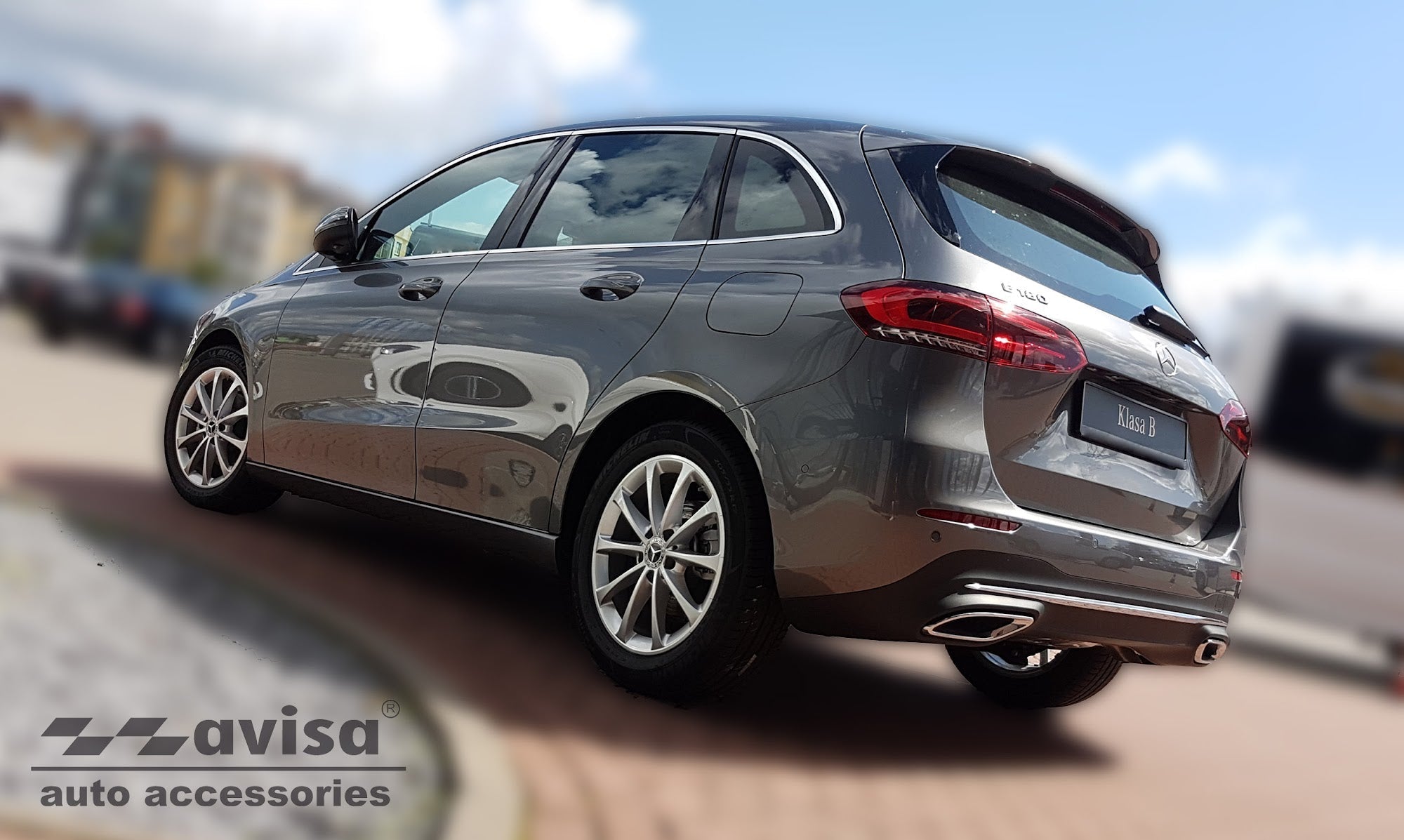 Tröskelskydd Mercedes B Class III W247 2018+/ AMG 2018+ / Mercedes B Class 250 e Plug-in Hybrid 2021+ – Spegelpolerat silver | AVISA - Carlevel AB - Tröskelskydd