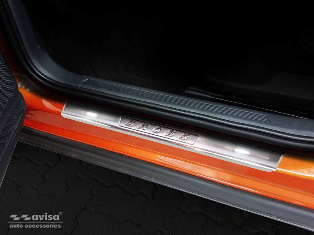 Tröskelskydd Volkswagen T-Cross 2018–2024, facelift 2024+ – Silver satin | AVISA - Carlevel AB - Tröskelskydd